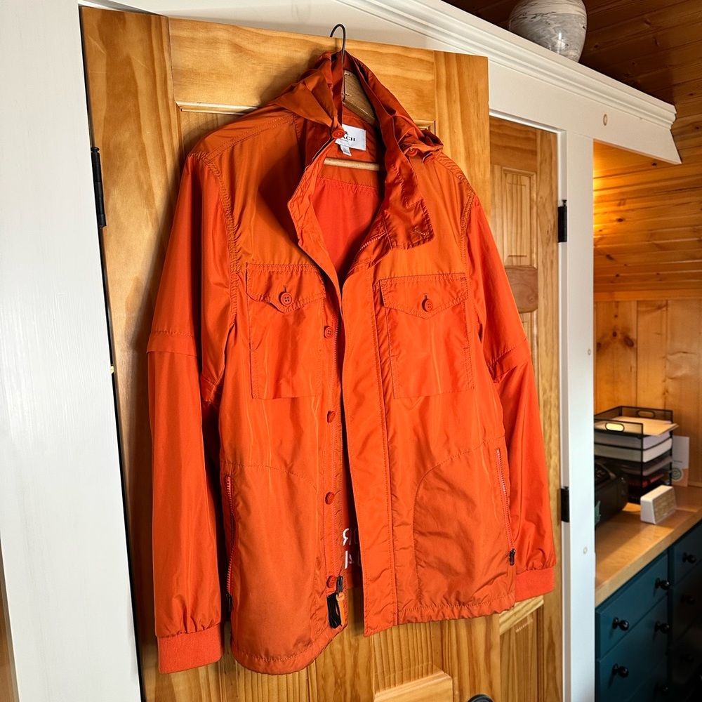 Coach Orange Removable Sleeve Wind-breaker Jacket
